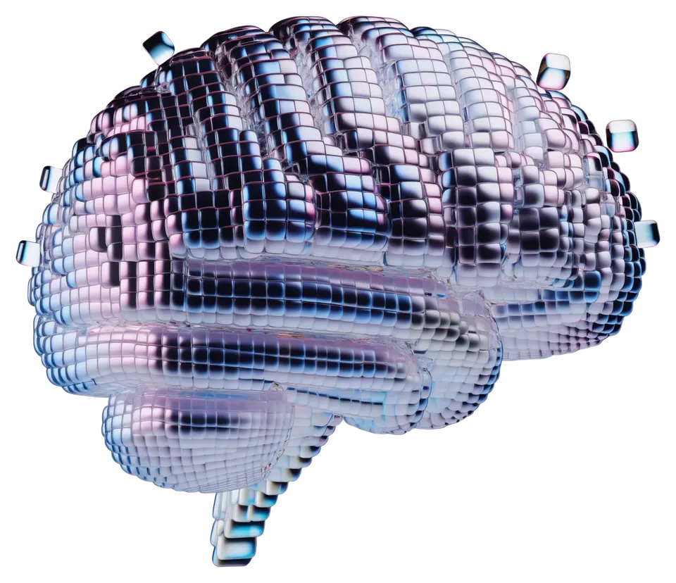 Glass brain made of pixel cubes