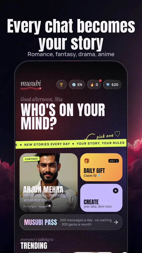 Musubi store screenshot: Every chat becomes your story
